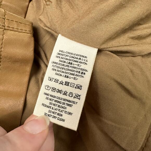 Free People Tan Womens 8 Back Zip Faux‎ Leather Winter Casual A-Line Mini Skirt - Picture 6 of 10